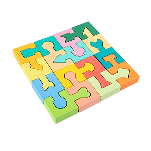 DIKACA 1 Satz Bausteine ​​Puzzle Vorschulgeometrie Lernblock Formen Rätsel Interessantes Passender Block Kindergeschenk Puzzle- Für Kinderspielzeug Holz von DIKACA