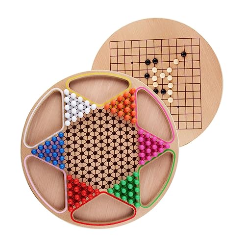 DIKACA 1 Satz Dame Backgammon Chinese Chess Schach für Kinderintelligenzspielzeug Toys Ludo groß pädagogisches chinesisches Dame pädagogisches Gobang- hölzern Brown von DIKACA