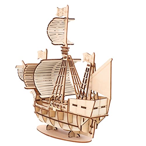 DIKACA 1 Satz Diorama DIY 3D-Puzzle 3D-Holzmodell-Spielzeugbausatz Bookshelf Decor bücherregal Dekoration Rätsel Spielzeuge Holzpuzzle für Erwachsene Segelschiff 3D-Holzpuzzle gebaut von DIKACA