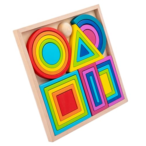 DIKACA 1 Satz Farbiges aus Bausteinen Puzzle rätselbuch frühkindliche aufklärung laubsägen für Farblernblock für Puzzle- aus Holz Colorful von DIKACA
