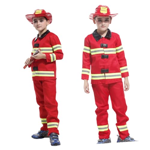 DIKACA 1 Satz Feuerwehrkostüme für Kinder Feuerwehrhose Kostüm Halloweenkostüm Chucky Kostüm für Kinder Kinderkleidung Kleider Feuerwehruniform Feuerwehranzug Cosplay Performance-Kleidung von DIKACA