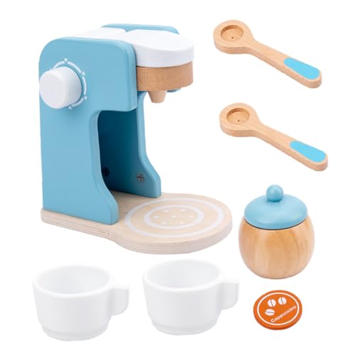 DIKACA 1 Satz Kaffeemaschine Kleinkind geschirrset kinderküche Kitchen Set for küche Simulation Mini-Kaffeemaschine Puppenhaus hölzern Sky-Blue von DIKACA