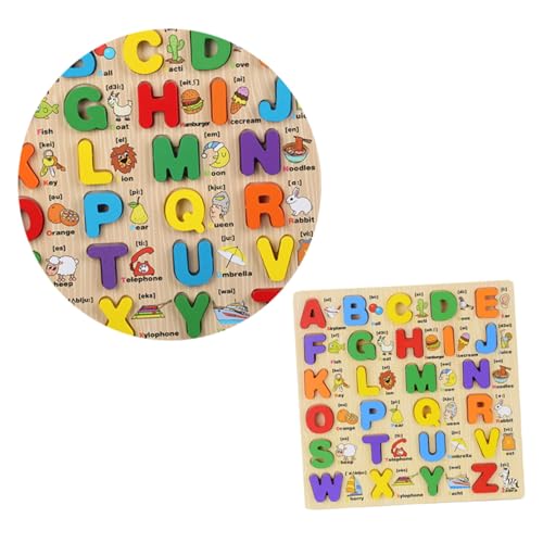 DIKACA 1 Satz Kinder rätsel puzzletisch holzbuchstaben rätsel 3D-Buchstaben-Rätsel Buchstabenrätsel Alphabet-Rätsel dreidimensional Blöcke Baby Hölzern von DIKACA