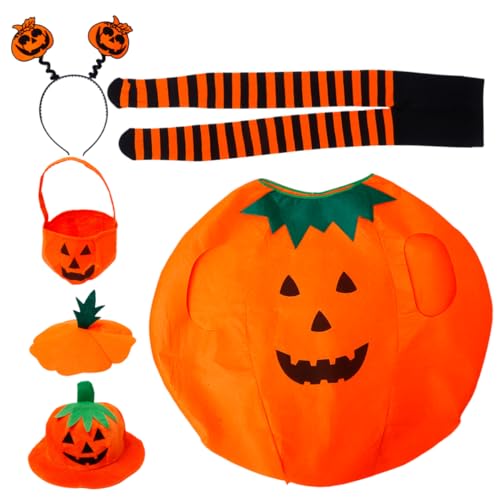 DIKACA 1 Satz Kürbis-Set für Erwachsene halloween schminke halloween make up Halloween Party Kostüm geschenksäckchen Kostümset bilden Eltern-Kind-Outfit Kleidung Requisiten Kürbishut Tuch von DIKACA