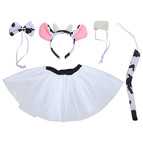 DIKACA 1 Satz Kuh-Stirnband-Set Kinderfliege Kuh-Cosplay-Requisiten Milchkuh-Stirnband Tiara Halloween-Zubehör Kindergartenkostüm Kleidung Krawatte Kostüme Tier Kuh Ohren Tuch von DIKACA