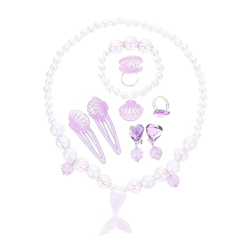 DIKACA 1 Satz Mädchenschmuck Halskette Perlenkette Geschenke Kinderschmuck Für Mädchen Schmuck Für Kinderpartys Mädchen Schmuck Dekor Nacken Meerjungfrau Violett Plastik Kleinkind von DIKACA