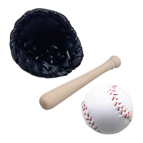DIKACA 1 Satz Mini-Baseballsimulation Puppenhaus Baseball Spielset Baseball Ausrüstung für Puppenhaus Miniatur Baseball-Set Mini-Sportbälle zum Basteln DIY-Versorgung von DIKACA