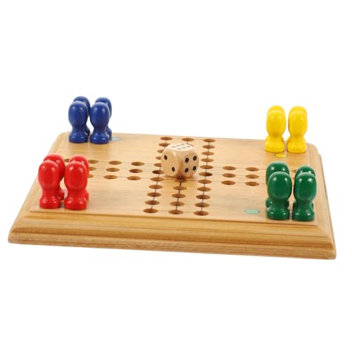 DIKACA 1 Satz Mini-Ludo Schachspielbrett lustiges fliegendes Schach hühner spielsachen für interessantes Schachspielzeug Schach für im Alter von 4-8 Jahren Bambus von DIKACA