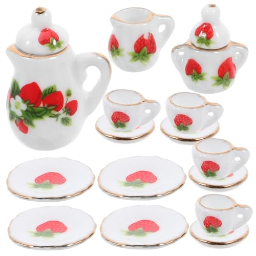 DIKACA Puppenhaus Miniatur Teegeschirr Set Porzellan Teeservice Mini Teetassen Für Kinder Teeparty Spiele von DIKACA