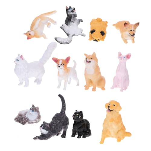DIKACA 1 Satz Miniatur-welpenfiguren Katzenfigurenmodell Hunde-actionfigur Mini-welpenfiguren Minifiguren in Loser Schüttung Mini-katzenfiguren Plastik Kind Schlüsselanhänger Tier von DIKACA
