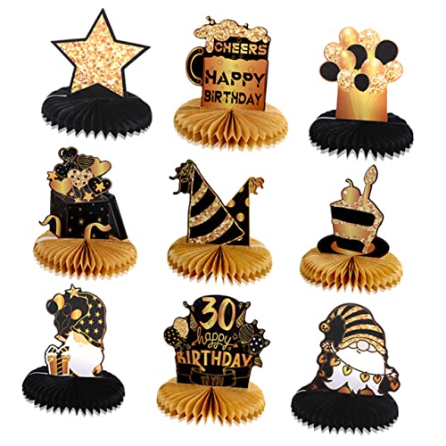 DIKACA 1 Satz Outfit Zum 30. Geburtstag Gold Mann Männer Dekorationen Aufdecken Quaste Splitter Kugeln Mittelstücke Party Tiara Waben Bienenwabe Blaues Geburtstagsbanner Black Papier von DIKACA