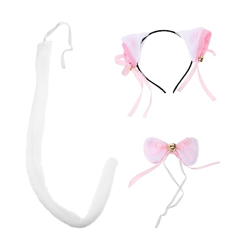 DIKACA 1 Satz Plüsch-Katzenohren-Stirnband Bogen Bezaubernde Cosplay-Fliege Kinderkatze Kostüm Hörner Cosplay Katzenschwanz Kostüm Haustier Kostüme Katzenkostüm Für Cosplay -kostüm von DIKACA