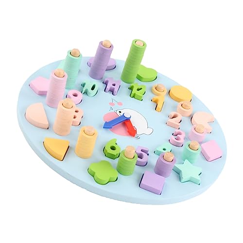 DIKACA 1 Satz Shape-to-Board-Uhr Holzspielzeug Für Pädagogisches Für Kreative Uhrtafel Passendes Aus Holz Frühes Lernen Blue Hölzern von DIKACA