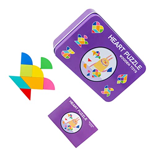 DIKACA 1 Satz Tangram Aus Holz Pädagogisches Tangram Puzzle Mit Geometrischer Form Hölzern Violett von DIKACA