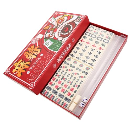 DIKACA 1 Satz Tragbares Mini-Mahjong Miniatur-Mahjong-kit Reise Tischspiel Mahjong Interessantes Mahjong-kit Tragbares Mahjong PVC Kleiner Mahjong Kleine Mahjong-kacheln Reisen Weiß von DIKACA