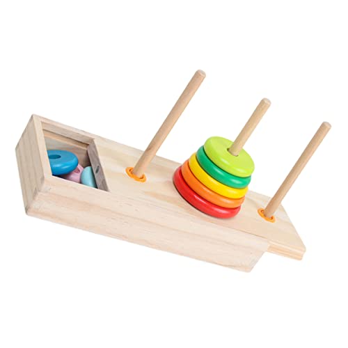 DIKACA 1 Satz Turm von Hanoi Puzzle rätselbuch + geduldspiele Stapelspielzeug für Babys Frühes Bildungsspielzeug hölzern Colorful von DIKACA