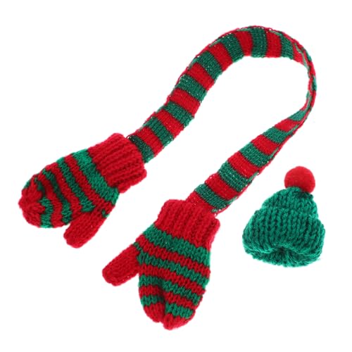 DIKACA 1 Satz Weinflasche Mini Weihnachten Ornamente Drinnen Puppe Zubehör Kleinkind Weihnachtsmütze Weihnachtsdekorationen Weihnachtsteller Stricken von DIKACA