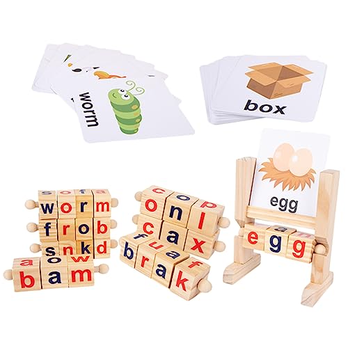 DIKACA 1 Satz Wort Früherziehung lernkarten filges Memory- Buchstabenspielzeug Phonetik-Flash-Karten Alphabet-Flash-Karten passendes Buchstabenspiel Holz von DIKACA