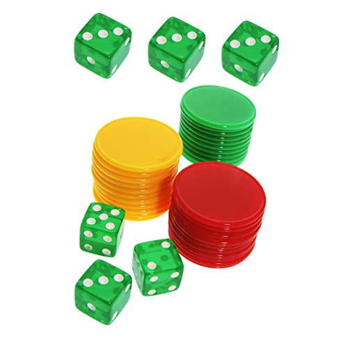 DIKACA Tragbares Würfelspiel-requisit 60 Bingo-Chips Und 6 Würfel Ideal Für Partys Und Brettspiele von DIKACA