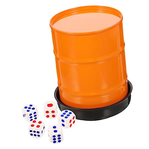 DIKACA 1 Satz Würfelbecher-Set Würfelbecher Spiele Tasse Mit Deckel Und Strohhalm Stapelbecher Würfelbecher Schütteln Würfel Trinken Pokalstapelspiel Würfel Aufblasen Orange von DIKACA