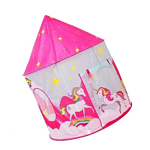 DIKACA 1 Satz Zelt Spielhaus Kinderzelt Drinnen Kinderspielgeräte Im Freien Spielzelt Spielhaus Zelt Spiel Zelthaus Zelt Mit Rolltor Kinderspielhäuser 190t Polyestergewebe Rosa von DIKACA