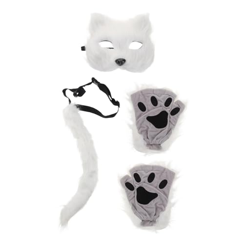 DIKACA 1 Satz halbe Gesichtsmaske Hälfte Handschuhe Fuchs Pfoten Karikatur Plüsch Halloween-Katzenmaske Katzenkostümzubehör tierische Maske Halbmasken-Cosplay Cosplay-Maske Kunstpelz Weiß DIKACA 1 Satz halbe Gesichtsmaske Hälfte Handschuhe Fuchs Pfoten Karikatur Plüsch Halloween-Katzenmaske Katzenkostümzubehör tierische Maske Halbmasken-Cosplay Cosplay-Maske Kunstpelz Weiß von DIKACA