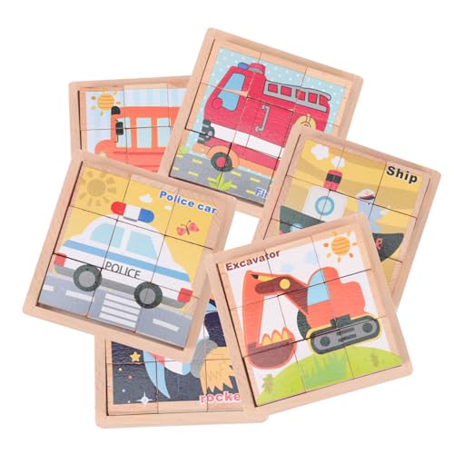 DIKACA 1 Satz sechsseitige Malbausteine Puzzle rätselbuch zabawki stymulujące rozwój problemlösung knobeleien für Kinderspielzeug Lernpuzzles aus Holz Cartoon-Puzzle von DIKACA