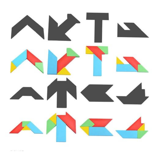 DIKACA 1 Schachtel Frühes Lernen Kreatives Tangram-Puzzle- Pädagogisches für Tangram-Puzzle- für Tangram- Holzrätsel Bambus von DIKACA