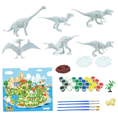 DIKACA 1 Set 42 Teilig Solide Dinosaurier Graffiti Mit Spielmatten Set 42 Teilig Handgefertigtes Malspielzeug Pädagogisches Farbzeichnen Dinosaurier Lustiges Graffiti Modell von DIKACA