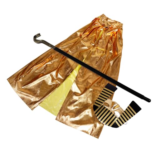 DIKACA 1 Set Ägyptisches Kostüm Für Kinder, -kostüm, Zubehör, -Hut, Königsstock-Manschetten, Maske, Umhang, Ägyptisches Halloween-kostüm Für Cosplay DIKACA 1 Set Ägyptisches Kostüm Für Kinder, -kostüm, Zubehör, -Hut, Königsstock-Manschetten, Maske, Umhang, Ägyptisches Halloween-kostüm Für Cosplay von DIKACA