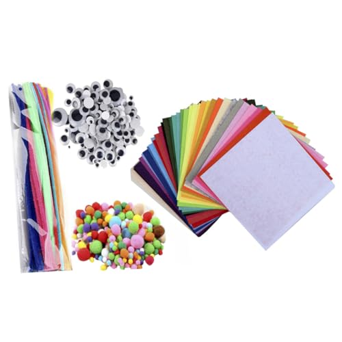 DIKACA 1 Set DIY Zubehör Kits Vliesstoff Für Filz Zappelspielzeug Stiel Basteln Bastelbedarf Für Vorschulspielzeug Lametta Stiele Stoff Patchwork Kinderspielzeug Bunt von DIKACA