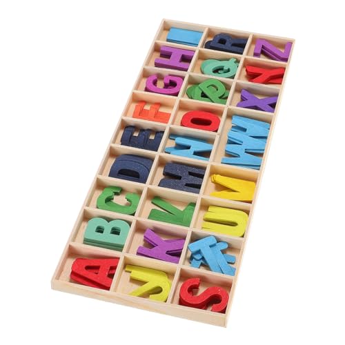 DIKACA 1 Set Holzbuchstabenspielzeug Buchstabenpuzzle Holzalphabetspielzeug Lustiges Kinderspielzeug Holzalphabetblöcke Wiederverwendbares Kinderspielzeug Früherziehungsspielzeug von DIKACA