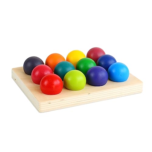 DIKACA 1 Set Holzspielzeug Für Die Früherziehung Sportspielzeug Kinderspielzeug Frühes Lernspielzeug Vorschulspielzeug 12 Farben Kognitives Holz Regenbogenbrett Buntes Holz von DIKACA
