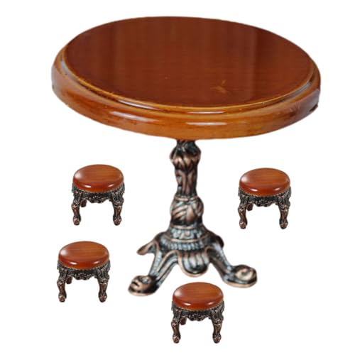 DIKACA 1 Set Mini Runder Tisch Aus Holz Puppenhaus Kinderdekor Puppenhaus Puppenmöbel Wohnaccessoires Mini Beistelltisch Miniatur Hausmöbel Kleiner Runder Tisch Modell von DIKACA