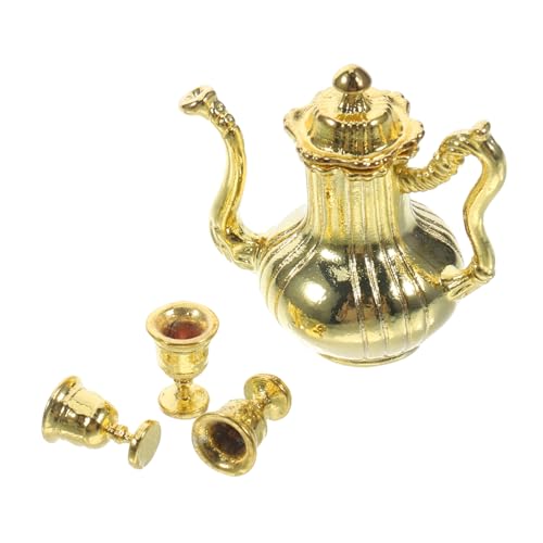 DIKACA 1 Set Mini Teekannen Ornamente Puppentasse Als Miniatur Rollenspielzeug Mini Hauszubehör Mini Küchenzubehör Tiny House Zubehör Miniatur Metallgeschirr Silbereisen von DIKACA