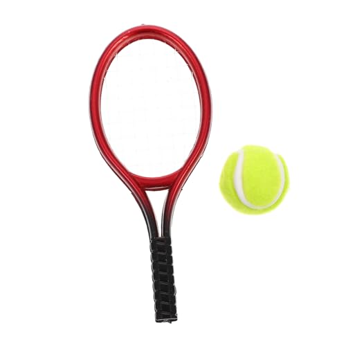 DIKACA 1 Set Mini Tennis Schläger Und Tennis Modell Für Puppenhaus Rot Mini Tennis Spielzeug von DIKACA