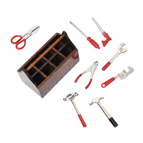 DIKACA 1 Set Mini Werkzeugkasten Miniatur Werkzeugspielzeug Für Mini Werkzeuge Puppenhaus Ornament Kleines Hauszubehör Kinderspielzeug Puppenhaus Miniaturen Mini Zeug Winzige von DIKACA