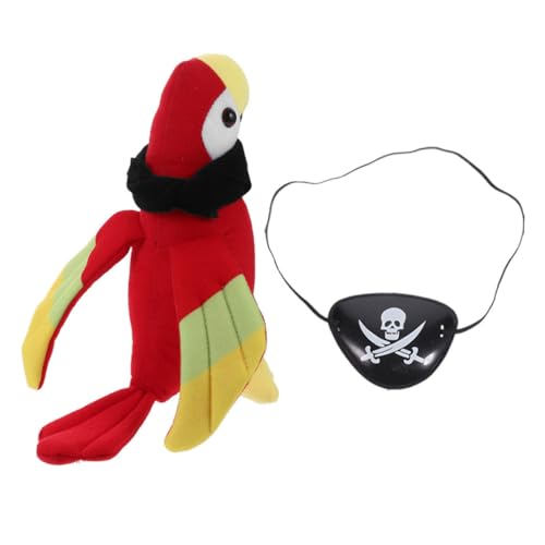 DIKACA 1 Set Piratenpapagei Requisiten Weiches Piratenkostüm Papagei Zubehör Schulter Piratenpapagei Cosplay Papagei Stofftierkostüme Halloween Piratenkostüm Papagei Vogel von DIKACA