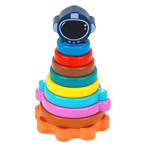 DIKACA 1 Set Planeten Set Stapelspielzeug Stapelbare Ring Stapelringe Ringstapler Babyspielzeug Farbform Erkennungsspielzeug Interessantes Stapelspielzeug Bunte Ringe Holz von DIKACA