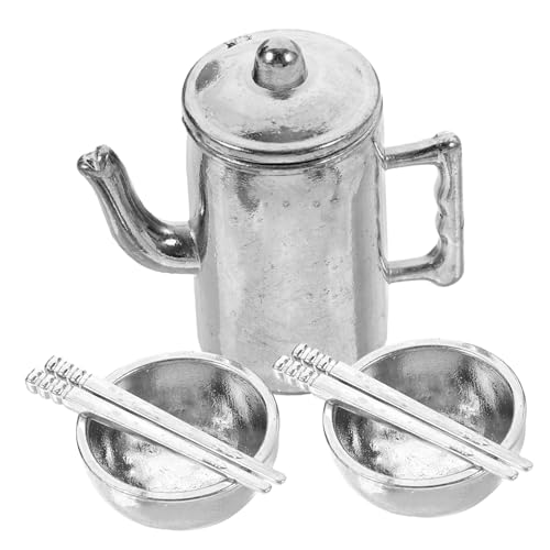 DIKACA 1 Set Puppenhausgeschirr Ornament Wasserkocher Servierutensilien Puppenhauszubehör Puppenhaus Miniatur Essstäbchen Miniatur Puppengeschirr Mini Essstäbchen Mini Schüssel von DIKACA