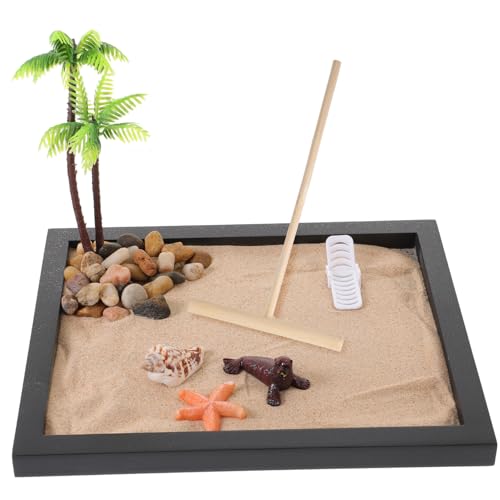 DIKACA 1 Set Sandtablett Mikrolandschaft Bürodekor Zen Sandgarten Sandkasten Zen Garten Sandstrand Schreibtischdekor Mini Zen Garten Für Schreibtisch Sandtisch Ornament Desktop von DIKACA