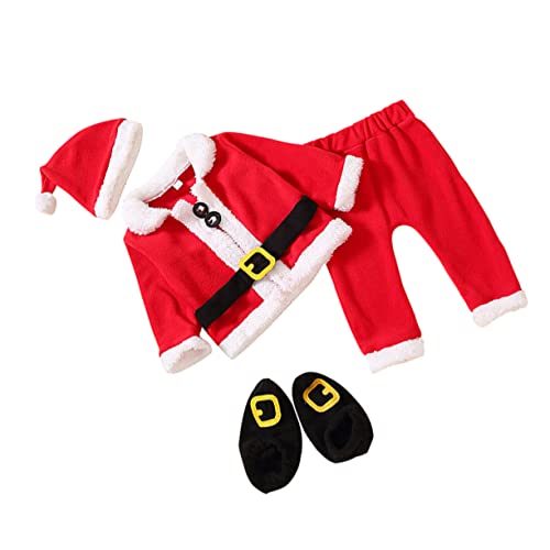 DIKACA 1 Set Weihnachten Vierteiliges Set Weihnachtskleidung Anzug Weihnachten Kindergeschenk Kinderkleidung Weihnachtsbedarf Weihnachtsmannkleidung Weihnachtskleidung Baumwolle von DIKACA