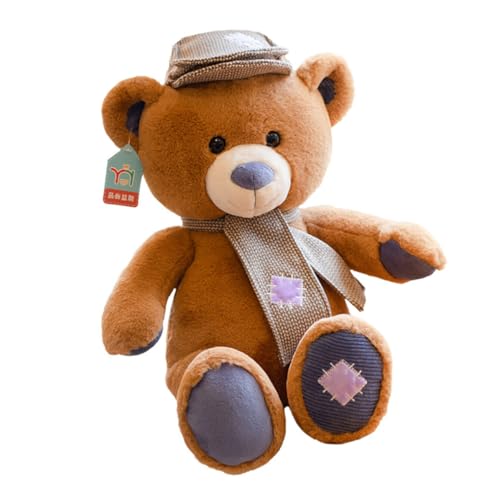 DIKACA 1 Stück Schal Bärenpuppe Kuscheltier plüschbär Kinderzimmer Dekoration Bär für Freundin Kinderspielzeug Sparschwein Bärenpuppe Stofftier PP Baumwolle Brown von DIKACA