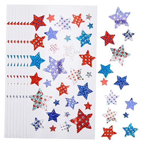 DIKACA 10 Blatt Sterne-Aufkleber Aufkleber Belohnen Glänzende Sternaufkleber Partyartikel Liefert Verhaltensdiagramm-Aufkleber Glitzer-belohnungsaufkleber Bling-Star-Aufkleber Papier von DIKACA