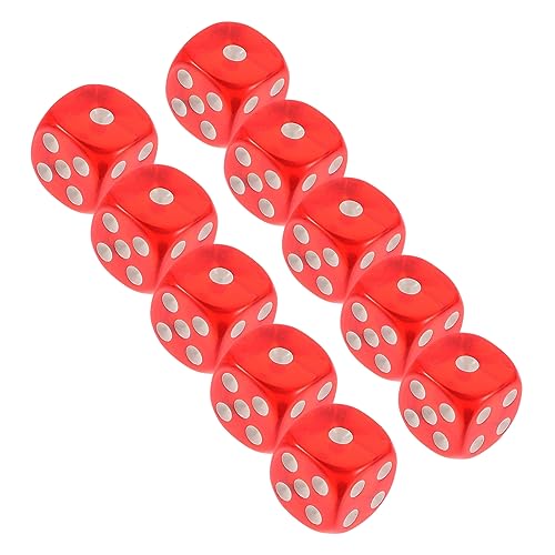 DIKACA 6-seitiges Acrylwürfel-Set 10 Stück Runde Eckenwürfel Für Poker Mahjong Gaming Partyzubehör von DIKACA