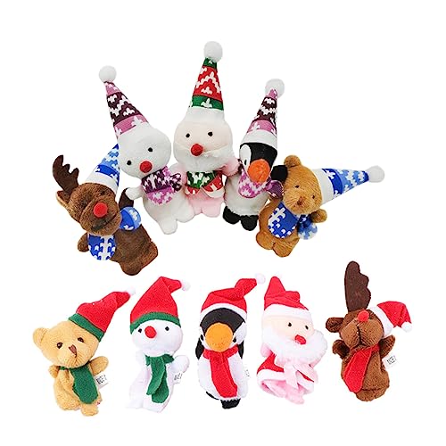 DIKACA 10 Stück Fingerpuppen-Requisiten Geschichte Fingerpuppen Zahlen Weihnachtsfingerpuppen Fingertierspielzeug Weihnachtspuppe Stoff von DIKACA