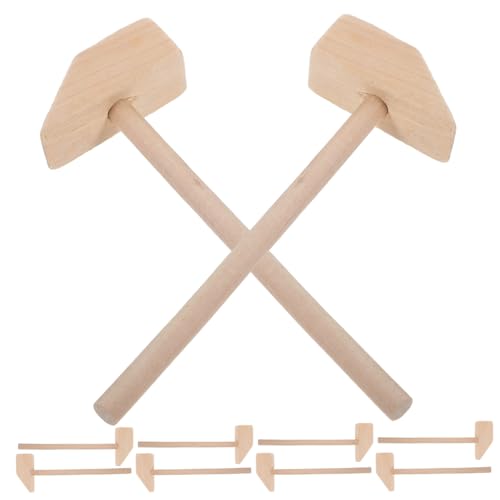 DIKACA 10 Stück Holzhammer Rückschlagfreier Hammer Blockwerkzeuge Laminat Fallspielzeug Hammer Spielzeughämmer Rahmenhammer Werkzeug Vinyl Babyspielzeug Set Kleiner Hammer von DIKACA