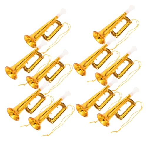 DIKACA 10 Stück Konzert Trompete musikinstrumente dekoweihnachten spielwaren draußen hohzeitdeko Geburtstag Trompeten Kid Musical Instrument Trompete Kid -Trompete Abs Golden von DIKACA