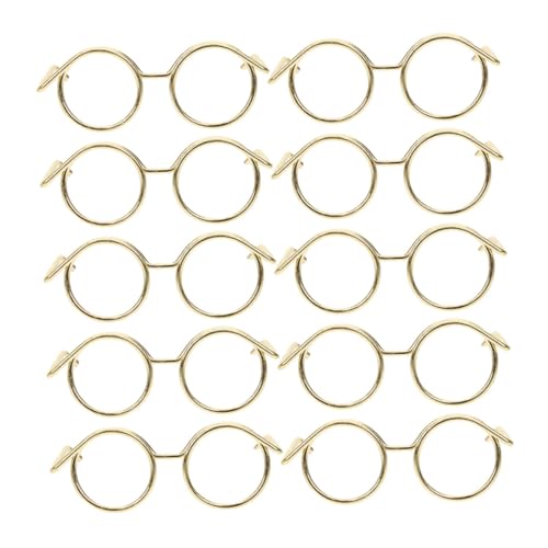 DIKACA 10 Stück Mini Brillen Mini Rahmen Brillen Mini Puppenbrillen Puppenbrillen Zum Basteln Bezaubernde Mini Brillen Miniatur Puppenbrillen Puppenkleidungszubehör Goldenes von DIKACA