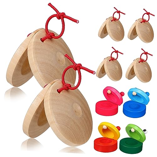 DIKACA 10 Stück Musikalische Kastagnetten Musikinstrumente Für Vorschulkinder Fingerinstrumente Fingerkastagnetten Pädagogische Musikinstrumente Mini-kastagnetten Holz von DIKACA